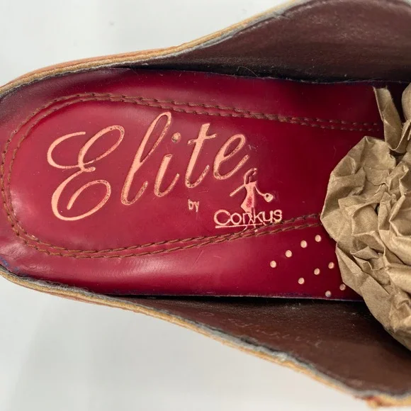 Elite by Corkys‎ Patches Multi Color Leather Patchwork Heeled Mules Size 6 - Picture 3 of 9